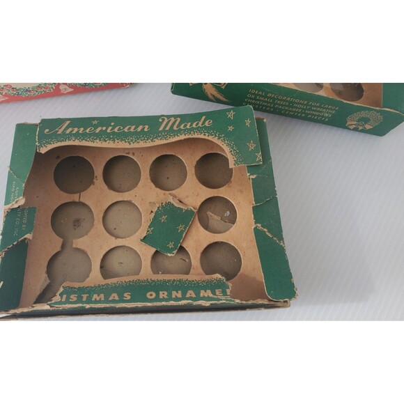 BOX ONLY VTG Christmas Ornament Empty USA 50s Cardboard Ephemera Santa Tree Lot - Picture 5 of 14